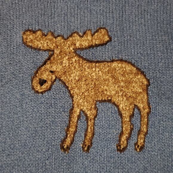 Vtg Christopher & Banks Hand Embroidered Moose Sweater Size XL Cabin Wool Blue - Picture 8 of 12
